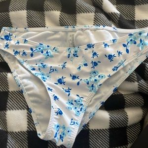 Blue and white bathing suit bottoms